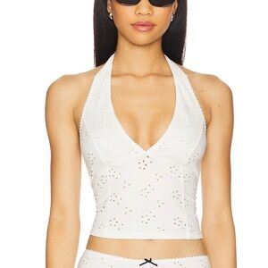 Intimately Free People Full Bloom Halter Top In Ivory Large NWT